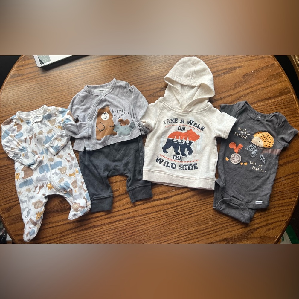 Carter's Cream and Gray Baby Hoodie Set